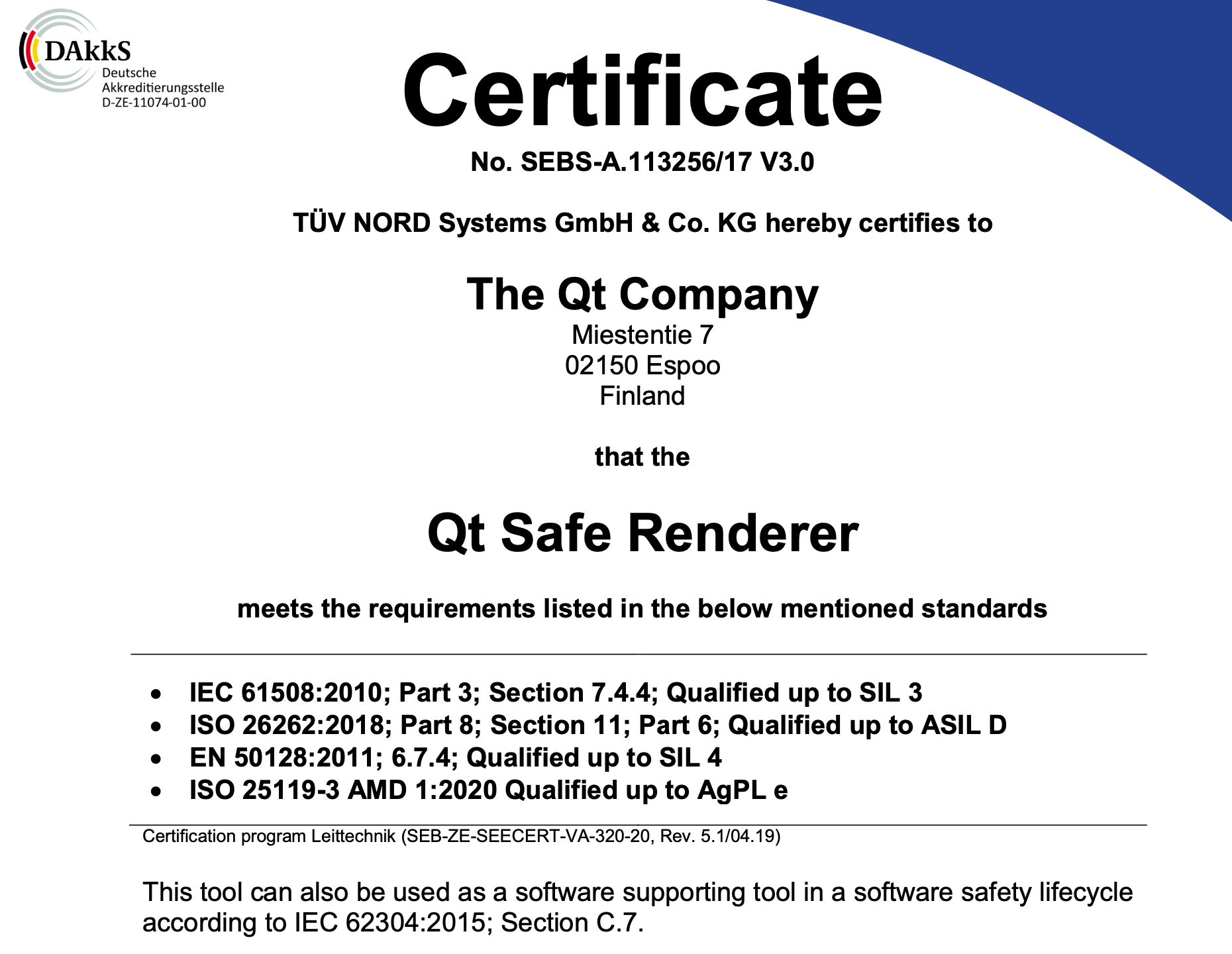 Qt Safe Renderer 2.1 Certified